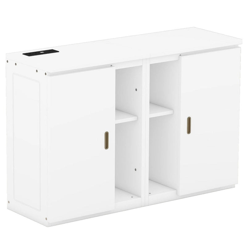 Murphy-Bett in voller Größe mit Stauraumfächern und integrierter USB-Ladefunktion