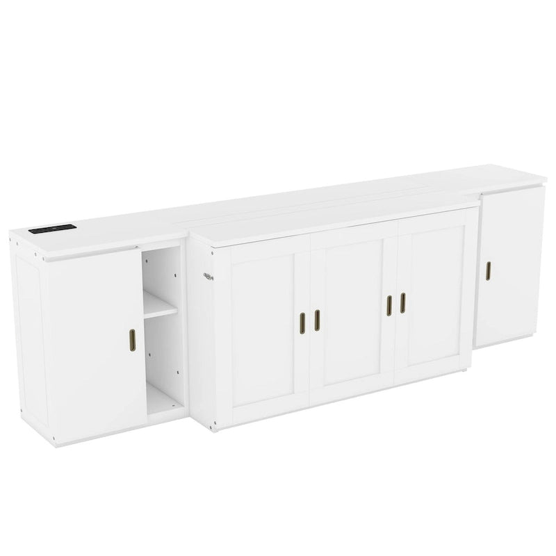 Murphy-Bett in voller Größe mit Stauraumfächern und integrierter USB-Ladefunktion