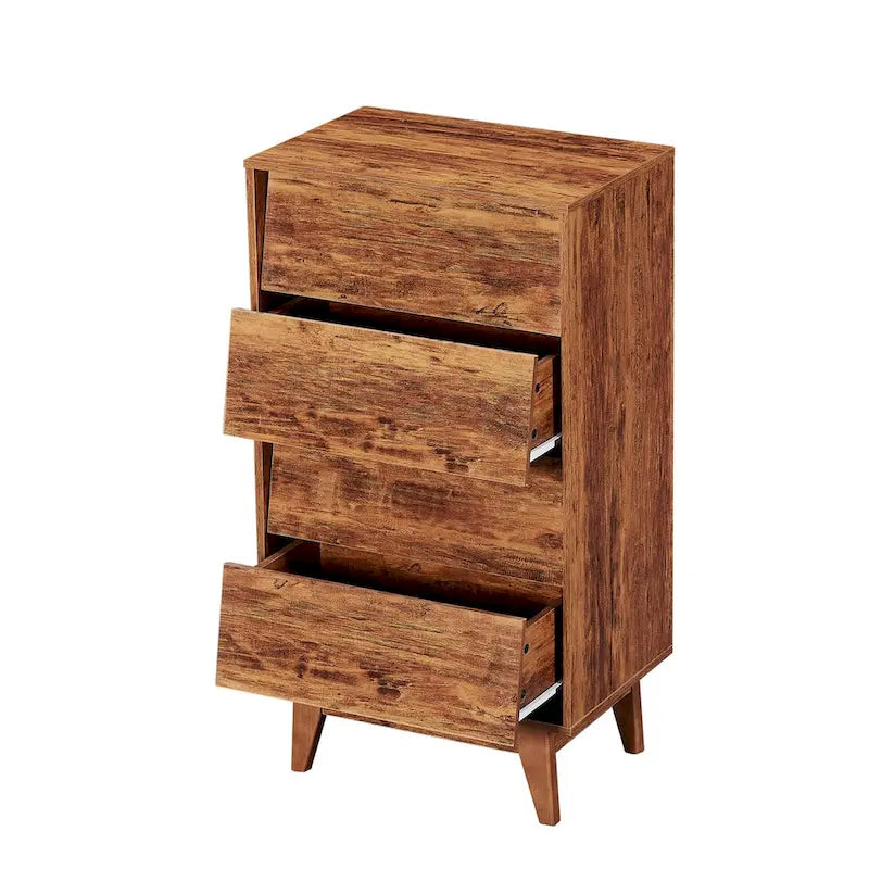 4-Drawer Vintage Style Dresser with Solid Wood Legs & Hidden Pulls