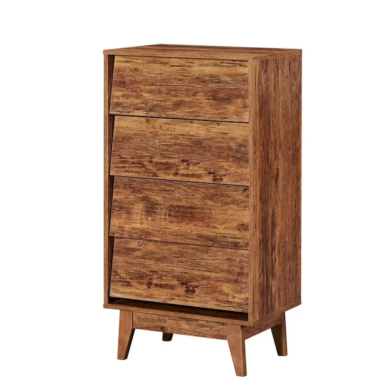 4-Drawer Vintage Style Dresser with Solid Wood Legs & Hidden Pulls