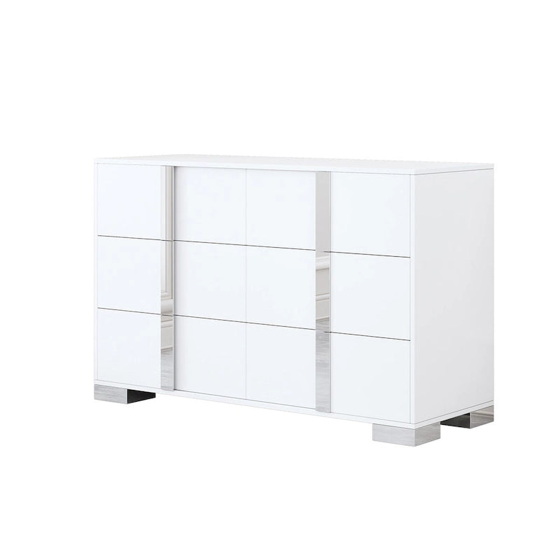 6-Drawer Bedroom Dresser with Mirror-Effect Handles & Legs