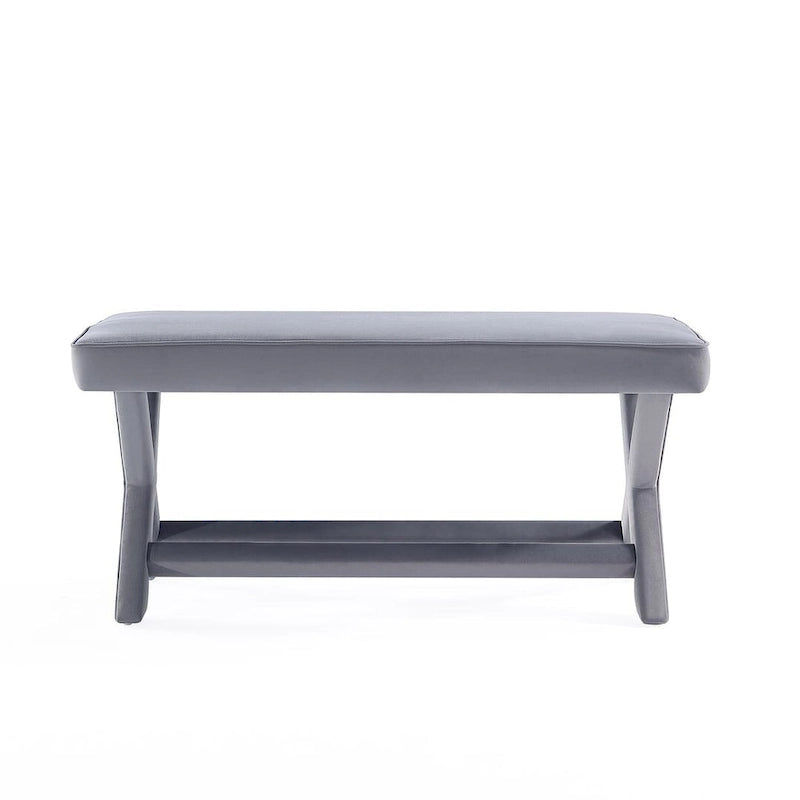 Mid-Century-Modern-Bank mit Samtbezug und X-förmigen Holzbeinen