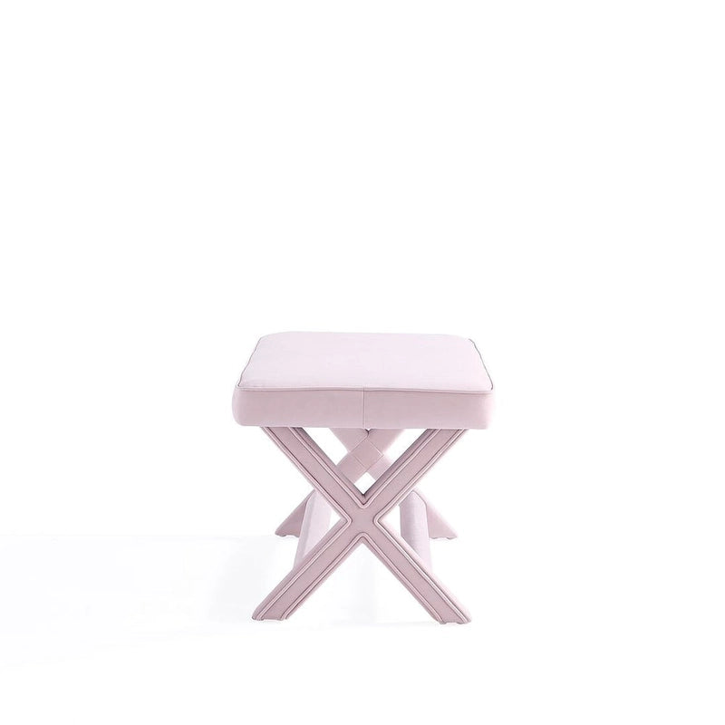 Mid-Century-Modern-Bank mit Samtbezug und X-förmigen Holzbeinen