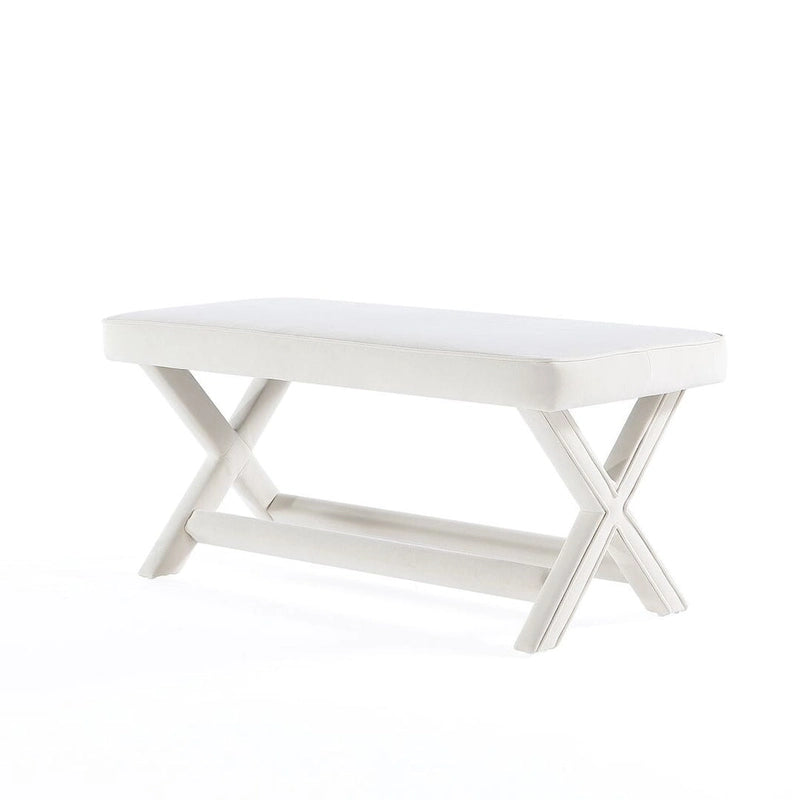 Mid-Century-Modern-Bank mit Samtbezug und X-förmigen Holzbeinen