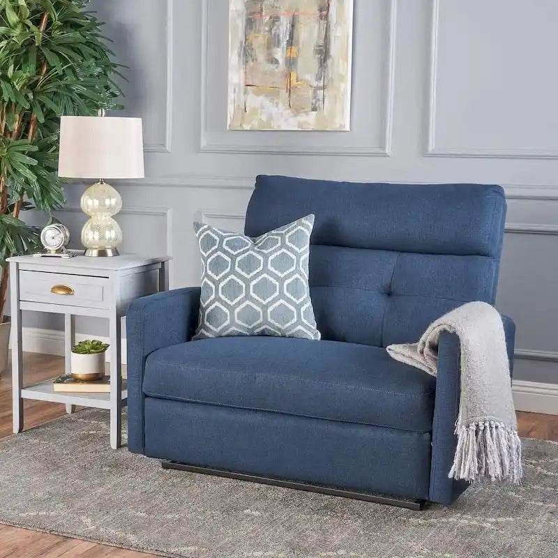 Double Seat Fabric Recliner Loveseat with Plush Cushions, Modern Style