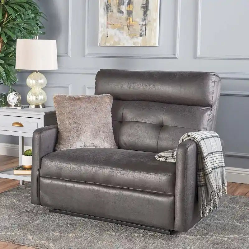 Double Seat Fabric Recliner Loveseat with Plush Cushions, Modern Style