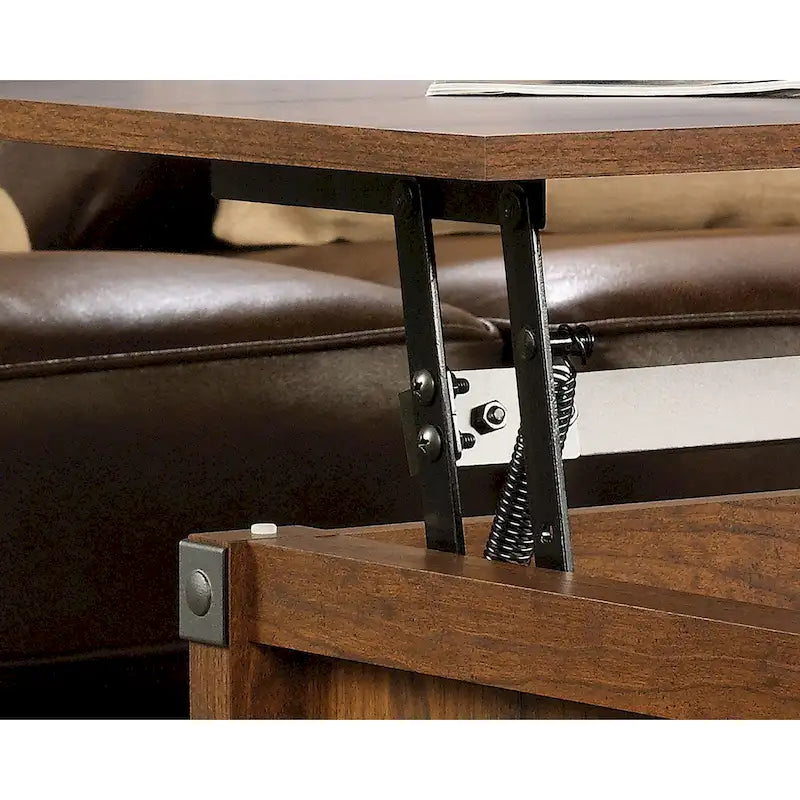 Lift Top Coffee Table with Hidden Storage & Open Shelving