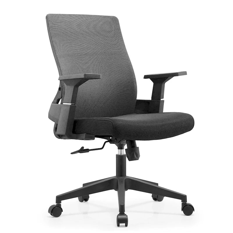 Adjustable Mid-Back Office Chair with 360° Swivel, Tilt & Lumbar Support