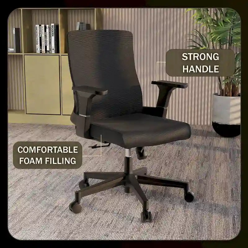 Adjustable Mid-Back Office Chair with 360° Swivel, Tilt & Lumbar Support