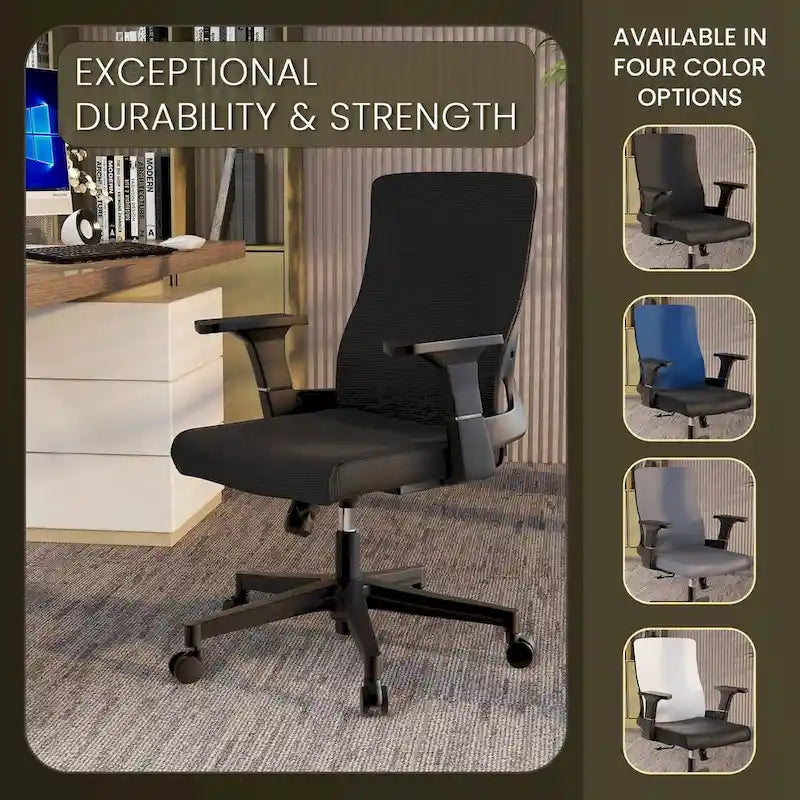 Adjustable Mid-Back Office Chair with 360° Swivel, Tilt & Lumbar Support