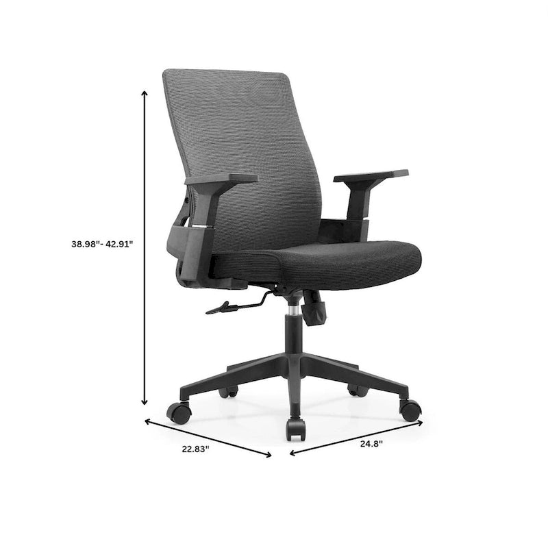 Adjustable Mid-Back Office Chair with 360° Swivel, Tilt & Lumbar Support