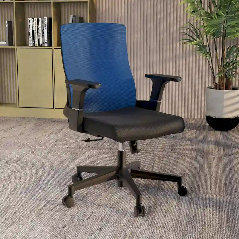 Adjustable Mid-Back Office Chair with 360° Swivel, Tilt & Lumbar Support