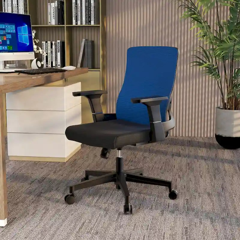 Adjustable Mid-Back Office Chair with 360° Swivel, Tilt & Lumbar Support