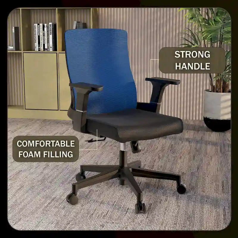 Adjustable Mid-Back Office Chair with 360° Swivel, Tilt & Lumbar Support
