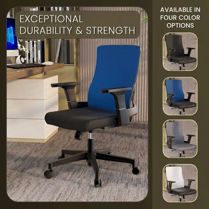 Adjustable Mid-Back Office Chair with 360° Swivel, Tilt & Lumbar Support