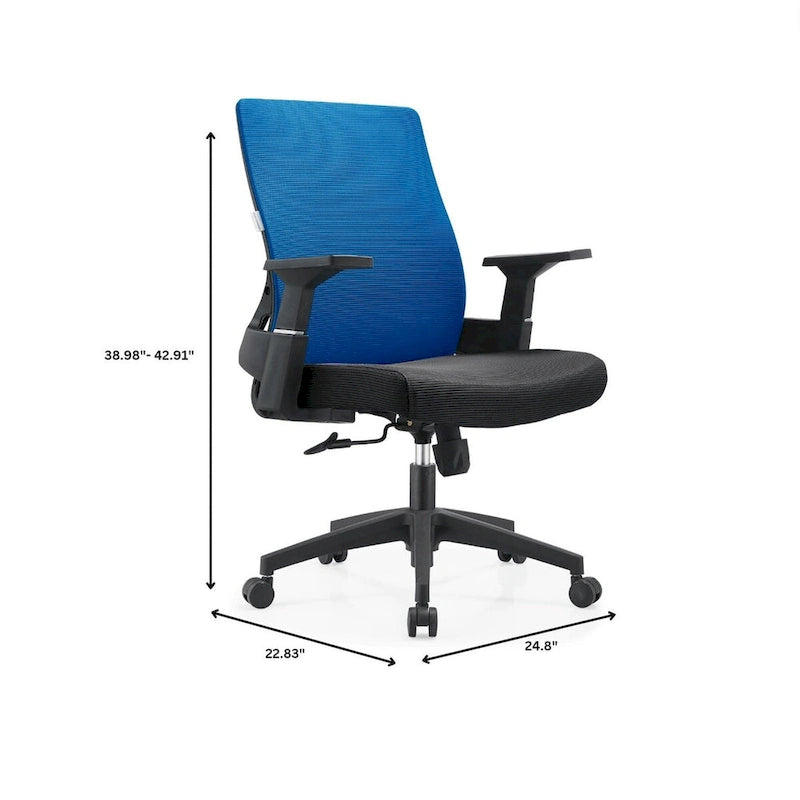 Adjustable Mid-Back Office Chair with 360° Swivel, Tilt & Lumbar Support