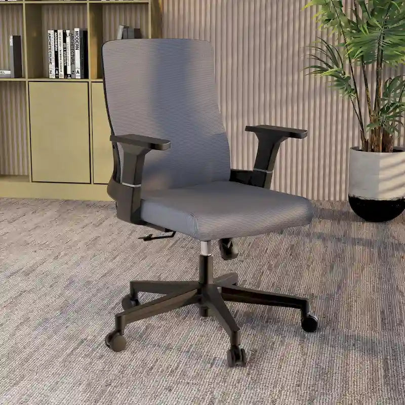 Adjustable Mid-Back Office Chair with 360° Swivel, Tilt & Lumbar Support