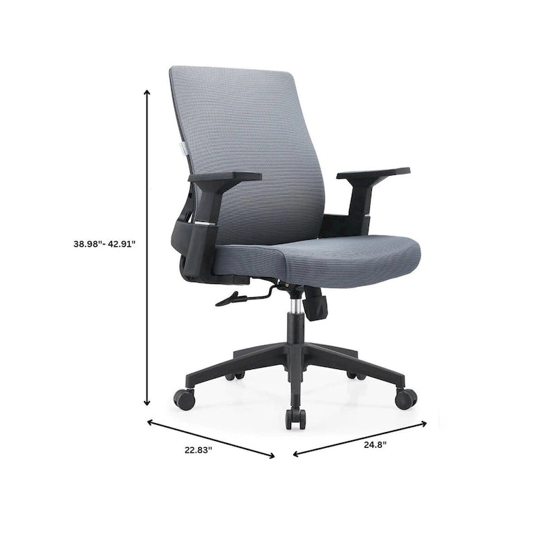 Adjustable Mid-Back Office Chair with 360° Swivel, Tilt & Lumbar Support
