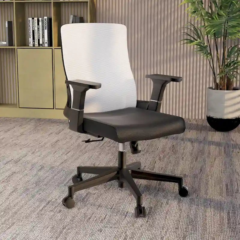 Adjustable Mid-Back Office Chair with 360° Swivel, Tilt & Lumbar Support