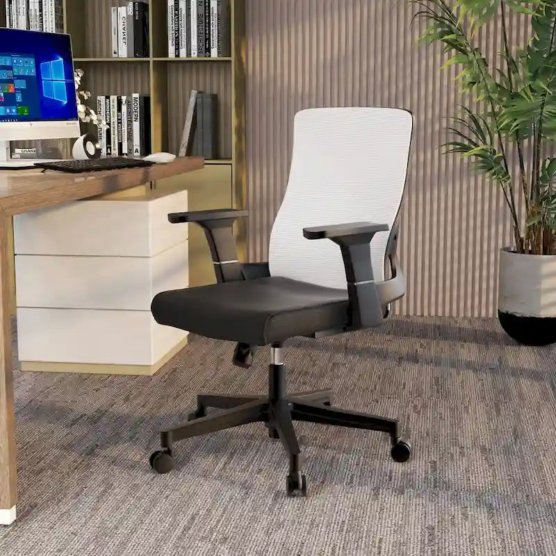 Adjustable Mid-Back Office Chair with 360° Swivel, Tilt & Lumbar Support