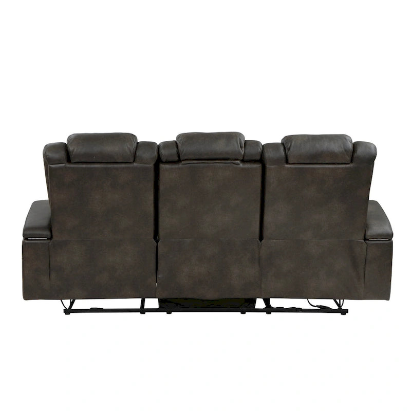 83" elektrisches Doppelliegesofa – Kunstleder mit USB-Anschlüssen, ausklappbarem Tisch und LED-Beleuchtung
