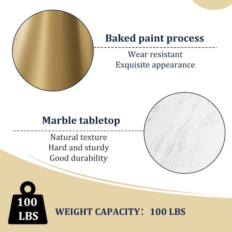 48-Inch Round Marble Dining Table with Conical Base, Seats 4-6, Modern Style