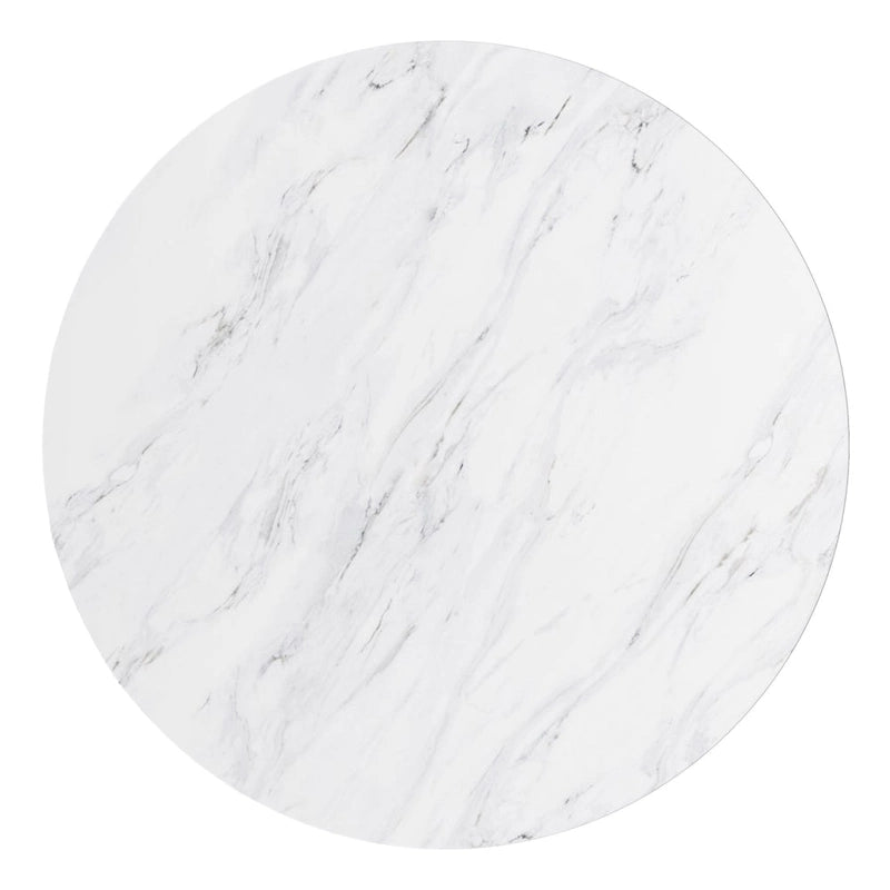 48-Inch Round Marble Dining Table with Conical Base, Seats 4-6, Modern Style