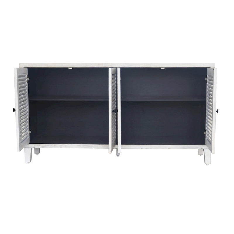 4 Shutter Door Sideboard Buffet Cabinet – Whitewash Finish